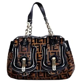 Fendi Zucca B Tasche Monogramm Kalbshaar Braun