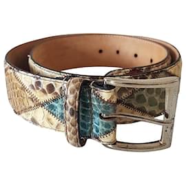 Cintura Fausto Colato in Pitone Beige Multicolore - Autre Marque