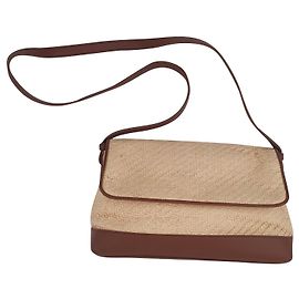 Bolso de mano Aigner Etienne de paja de papel marrón beige