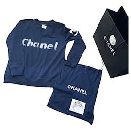 Sudadera Chanel Edición Navidad Azul Marino Algodón