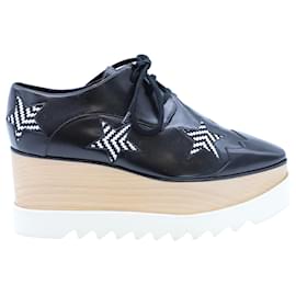 Stella McCartney Derby Elyse Star Platform Stringata in Pelle Nera - Stella Mc Cartney