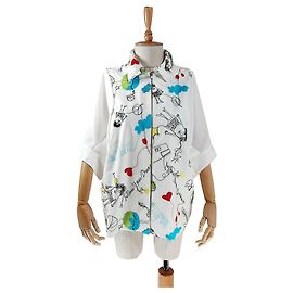 Autre Marque Donna Hiu Bestickte Kurzarmjacke Weiß Bunt