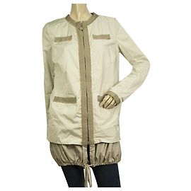 MONCLER Yukari Giubbotto beige light raincoat asymmetric jacket removable hood 1