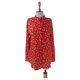 Top Chemisier Ganni Rosso in Viscosa
