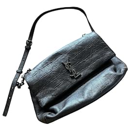 Sac à main Yves Saint Laurent en cuir gris foncé