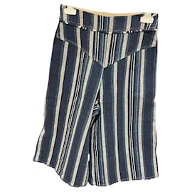 Saia culotte Chloé listrada azul índigo e ecru