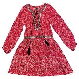 The Kooples Sunrise Seidenkleid Rot