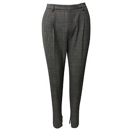 Pantalones ajustados a cuadros de lana gris de Saint Laurent