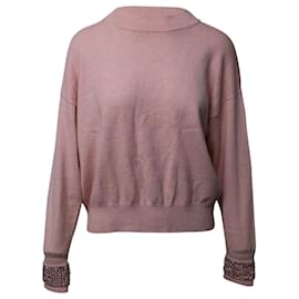 Maglia Alexander Wang con polsini in cristallo in lana rosa