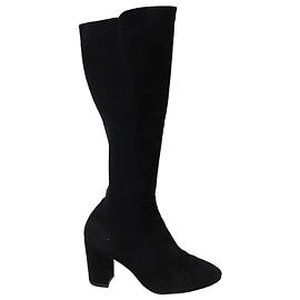 Stuart Weitzman Livia 80 Kniehohe Stiefel aus schwarzem Wildleder