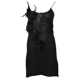 Vestido Joseph adornado hasta la rodilla en lana negra