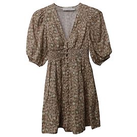 Minivestido fruncido Carnaby de lino con estampado animal de Zimmermann