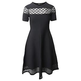 Vestido Maje con Diseño de Punto Translúcido en Viscosa Negra
