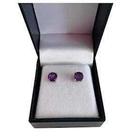 Orecchini a bottone con ametista 8mm in argento sterling - Autre Marque