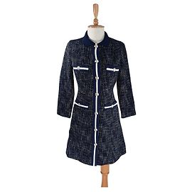 Maje Abito in tweed con fasce a contrasto blu