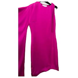 Vestido asimétrico de seda Christian Dior Fucsia