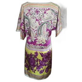 Autre Marque Abito Charlotte Sparre in seta con stampa floreale malva