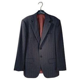 Autre Marque Blazer a Righe in Lana Grigio Pal Zileri