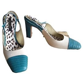 Décolleté Roberto Cavalli in pelle blu 10 cm