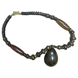 Brown wooden beads necklace - Autre Marque