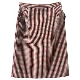 Burberrys Prorsum Vintage Rock mit Hahnentrittmuster und hoher Taille 42 Puderrosa Baumwolle, Blau, Bordeaux