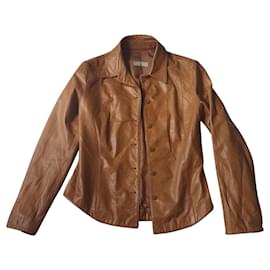 Giacca in pelle color cammello Massimo Dutti Taglia 42
