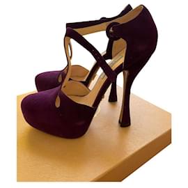 Zapatos de tacón Prada Morado Oscuro Piel de Ciervo 37.5