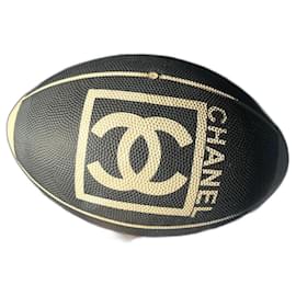 Balón de rugby y fútbol americano Chanel Negro y Blanco