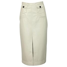 Autre Marque Falda Lápiz Midi Alexa Chung en PVC Blanco Crema