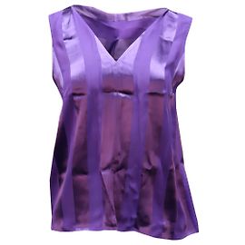 Blusa tipo túnica sin mangas con paneles y cuello anudado en seda violeta de Alice + Olivia Gwenda