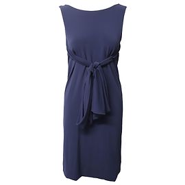 Vestido sin mangas con cinturón en acetato azul marino de Red Valentino