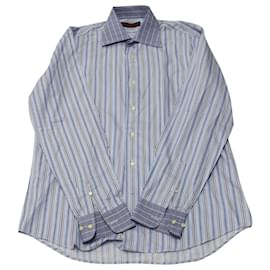 Camisa de botão listrada Etro em algodão azul