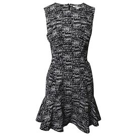 Diane Von Furstenberg Vestido Jaelyn Fit e Flare Print em poliéster preto e branco