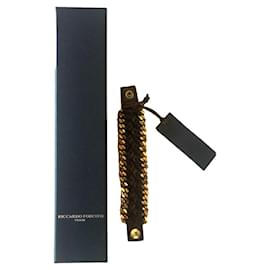 Autre Marque Bracciale in pelle marrone scuro