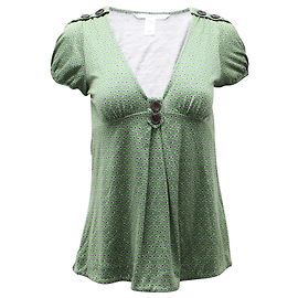 Blusa Diane Von Furstenberg in seta verde con stampa a pois