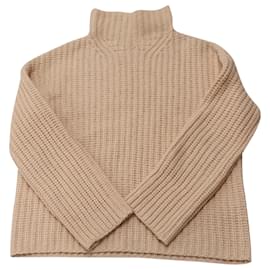 Vince Gerippter Rollkragenpullover aus pfirsichfarbener Wolle