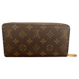 Louis Vuitton Zippy Wallet Dog Valentine Braun Rosa Leder