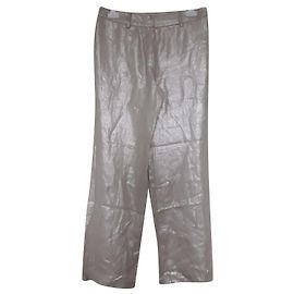 Gerard Darel Pantalón de lino plateado de talle alto