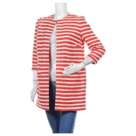 0039 Gestreifter Blazer in Rot und Ecru aus Baumwolle