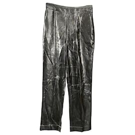 Isa Arfen Slim Fit Pants in Silver Lamé - Autre Marque