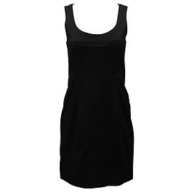 Theory Eng anliegendes Kleid mit U-Ausschnitt aus schwarzer Wolle