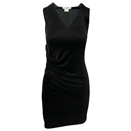 Helmut Lang Drapiertes ärmelloses Kleid in schwarzem Cupro
