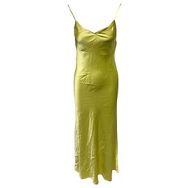 Autre Marque Vestido camisero con cuello de pico en triacetato verde de Galvan London