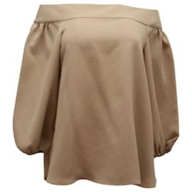 Top con spalle scoperte Tibi in poliestere beige