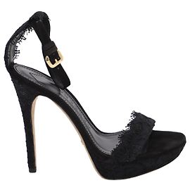 Burberry Polesden 120 Sandali Platform con Laccio in Pelle Scamosciata Nera