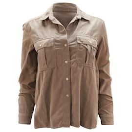 Autre Marque James Perse Button-Down-Hemd mit Taschen aus beiger Baumwolle