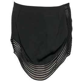 Stella Mc Cartney Stella McCartney Saia Rib Wave Pipe em Seda Artificial Preto