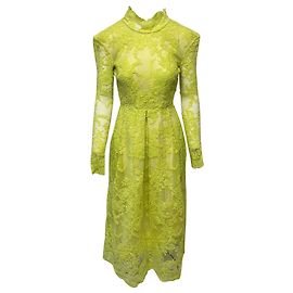 Autre Marque Alex Perry Spitzenkleid mit Schulterpolstern aus gelbem Polyester