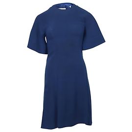 VESTIDO DE CREPÉ FLUIDO SANDRO YOKO EN ACETATO AZUL