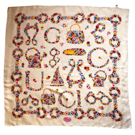 Sciarpa Gucci in seta fantasia floreale multicolore crema